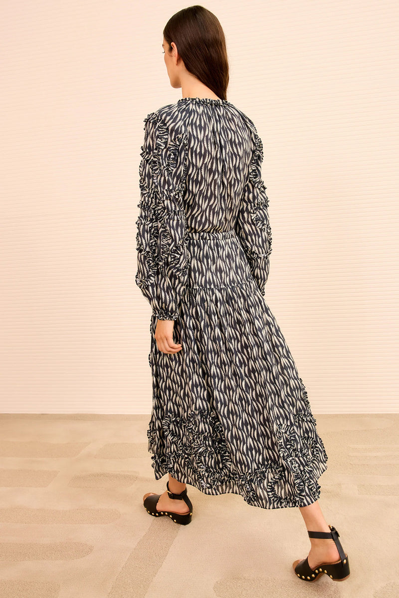 Azrou Cotton Long Sleeve Blouse in Graphite