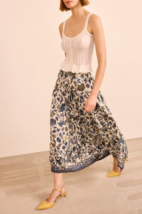 Alexandra Ruffled Cotton Midi Skirt in Porcelain