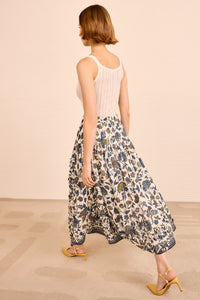 Alexandra Ruffled Cotton Midi Skirt in Porcelain