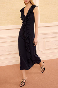 Chiara Cotton Ruffle Dress in Midnight