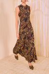 Clea Sleeveless Bias Midi Dress in Savannah