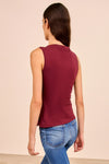 Clio Sleeveless Ruched Ruffle Top in Claret