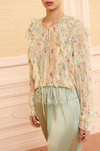 Delfina Silk Blouse in Moon Petal