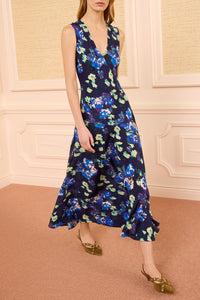 Elowen Silk Dress in Evening Bloom