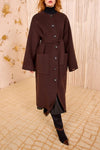 Fernanda Double Faced Wool Oversized Wool Coat in Sable