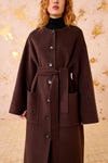 Fernanda Double Faced Wool Oversized Wool Coat in Sable