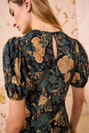 Ines Puff Sleeve Midi Dress in Nuit