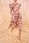 Kairi Flutter Sleeve Midi Dress in Amaranthus