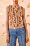 Maryel Knit Long Sleeve Cardigan in Camel Melange