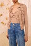 Maryel Knit Long Sleeve Cardigan in Camel Melange