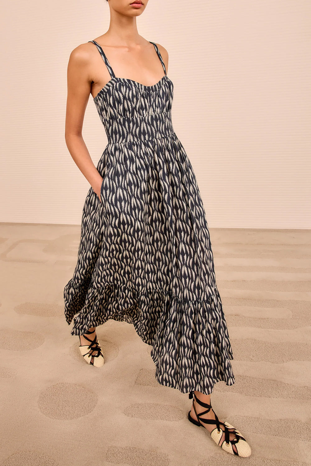 Nadine Cami Midi Dress in Graphite