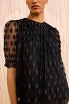 Nitara Lace Short Sleeve Blouse in Noir