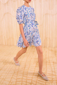 Rosalie Short Sleeve Mini Dress in Ciel