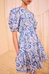 Rosalie Short Sleeve Mini Dress in Ciel