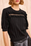 Salima Short Sleeve Knit in Noir