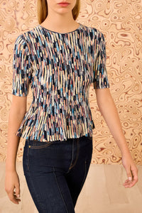 Samira Multicolor Short Sleeve Top in Oasis