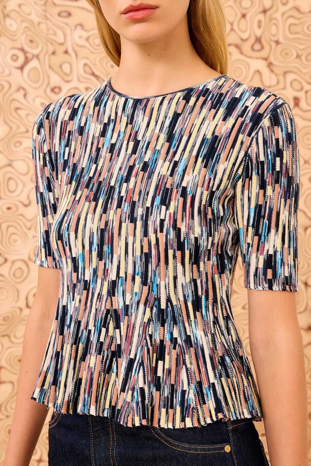 Samira Multicolor Short Sleeve Top in Oasis