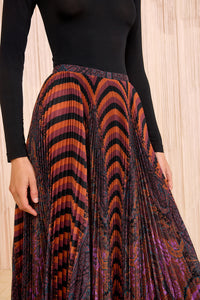 Shayna High Waist Pleated Midi Skirt in Amethyst