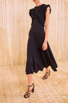 Shiva Sleeveless Ruffled Midi Dress in Noir