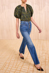 Talie Silk Short Sleeve Blouse in Desert Jasper