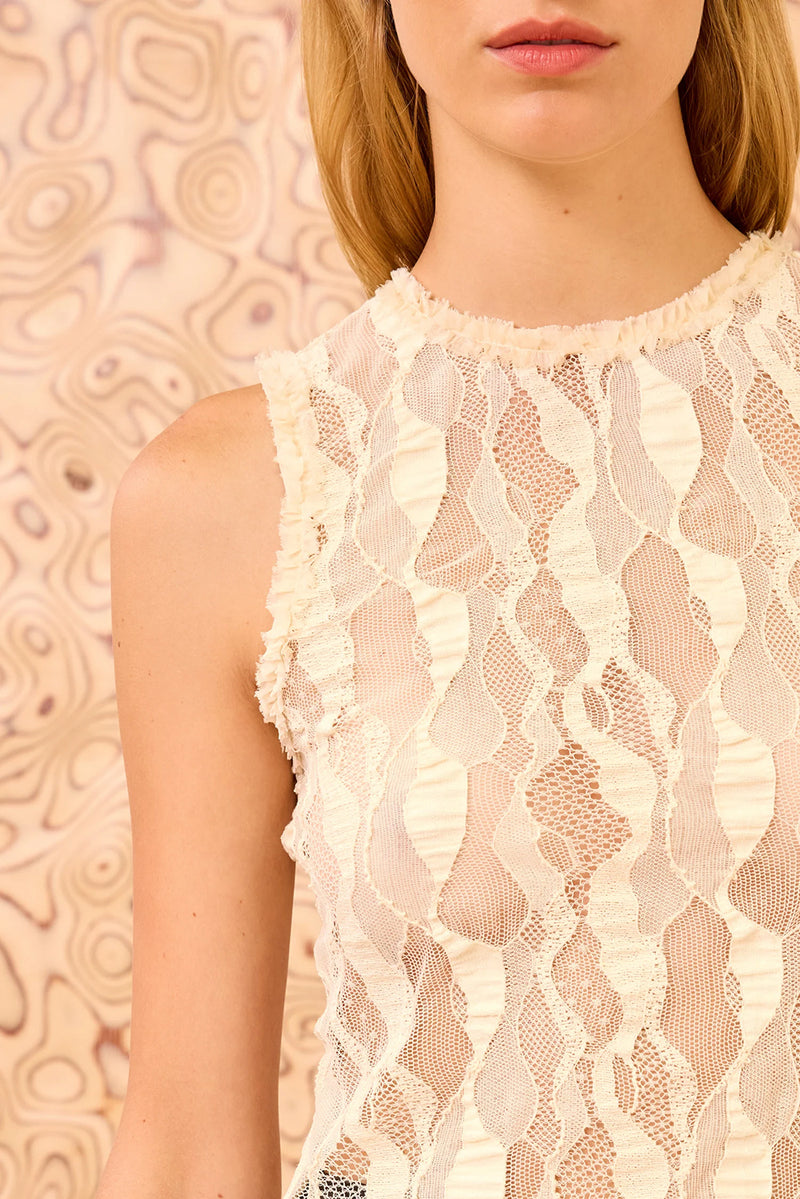 Theodora Sleeveless Tank in Cowrie