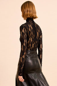 Ulyssa Long Sleeve Turtleneck Top in Noir