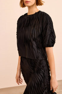 Vayda Short Sleeve Top in Noir