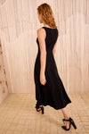 Vivi Sweetheart Neckline Midi Dress in Noir