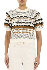 Andira Short Sleeve Knit Top in Scallop