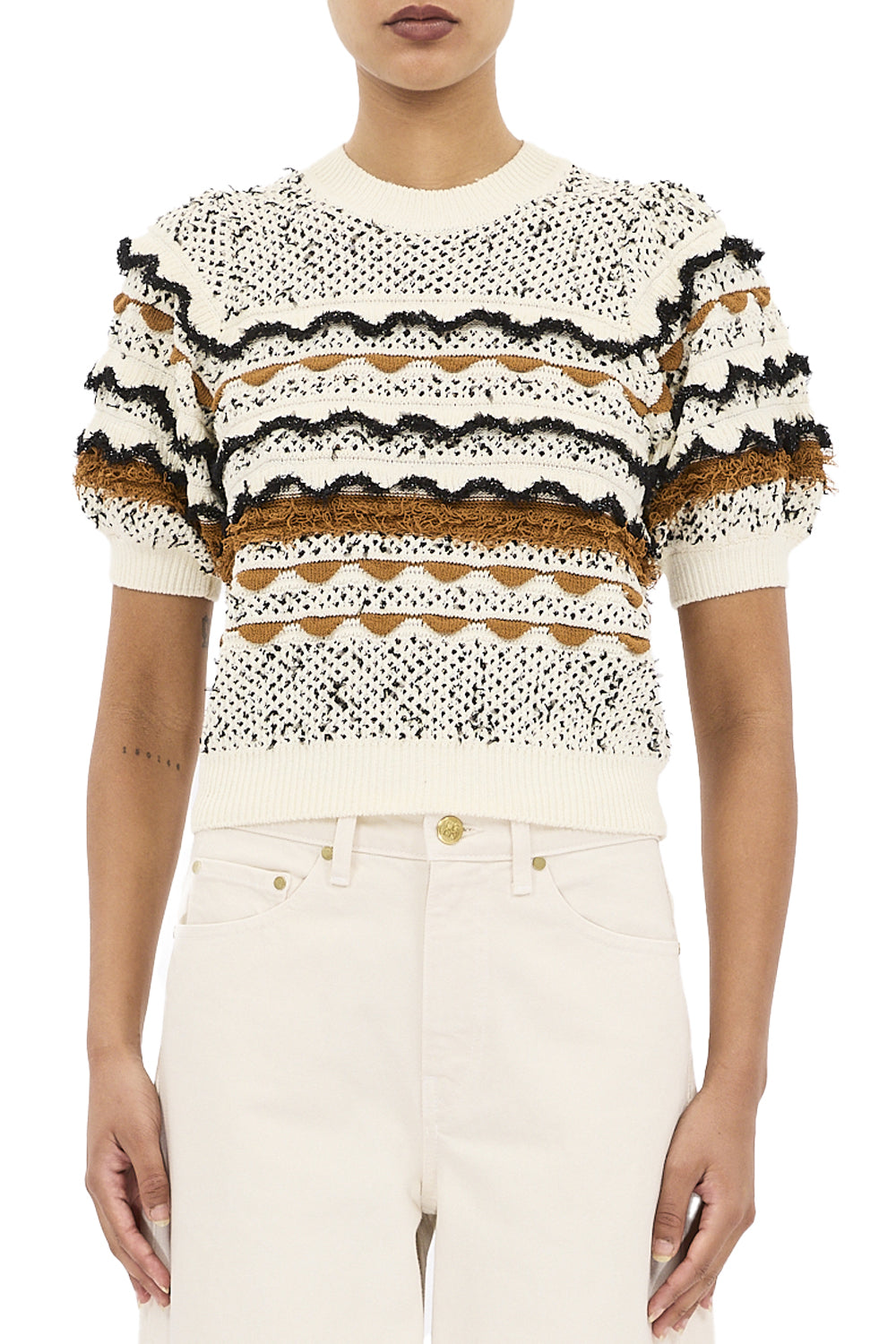 Andira Short Sleeve Knit Top in Scallop