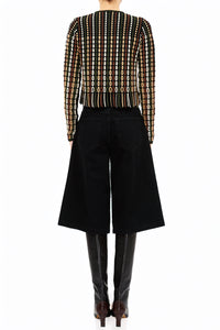 Zora Fringe Knit Cardigan in Noctis