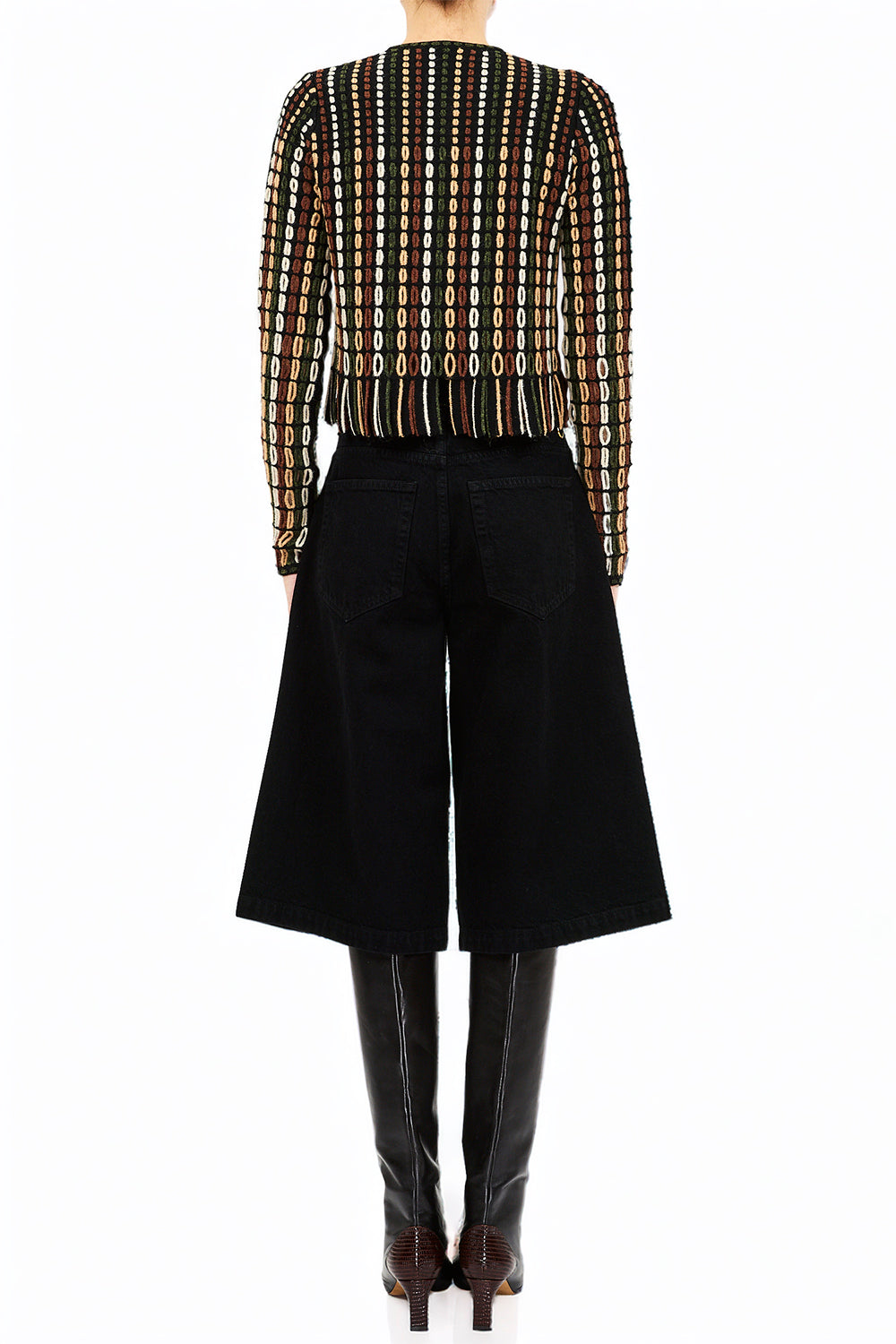 Zora Fringe Knit Cardigan in Noctis