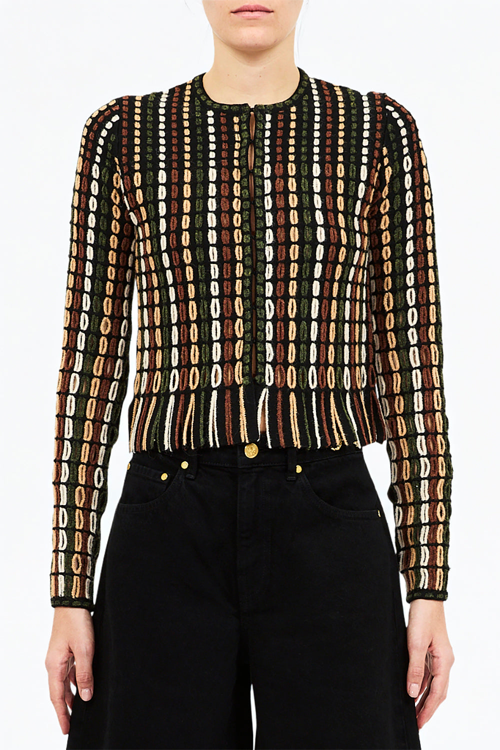 Zora Fringe Knit Cardigan in Noctis