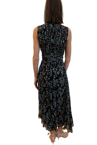 Celestina Sleeveless Silk Dress in Nightshade