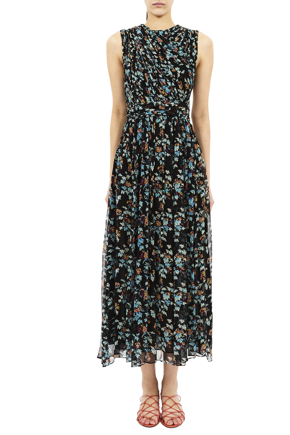 Celestina Sleeveless Silk Dress in Nightshade