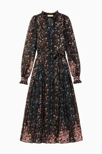 Tessa Long Sleeve Silk Dress in Eclipse