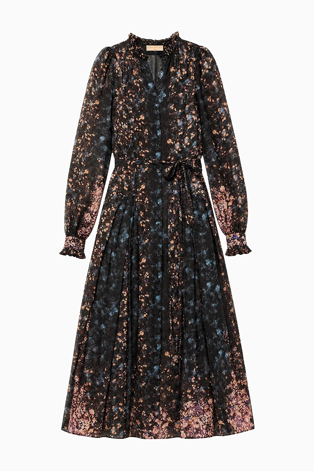 Tessa Long Sleeve Silk Dress in Eclipse