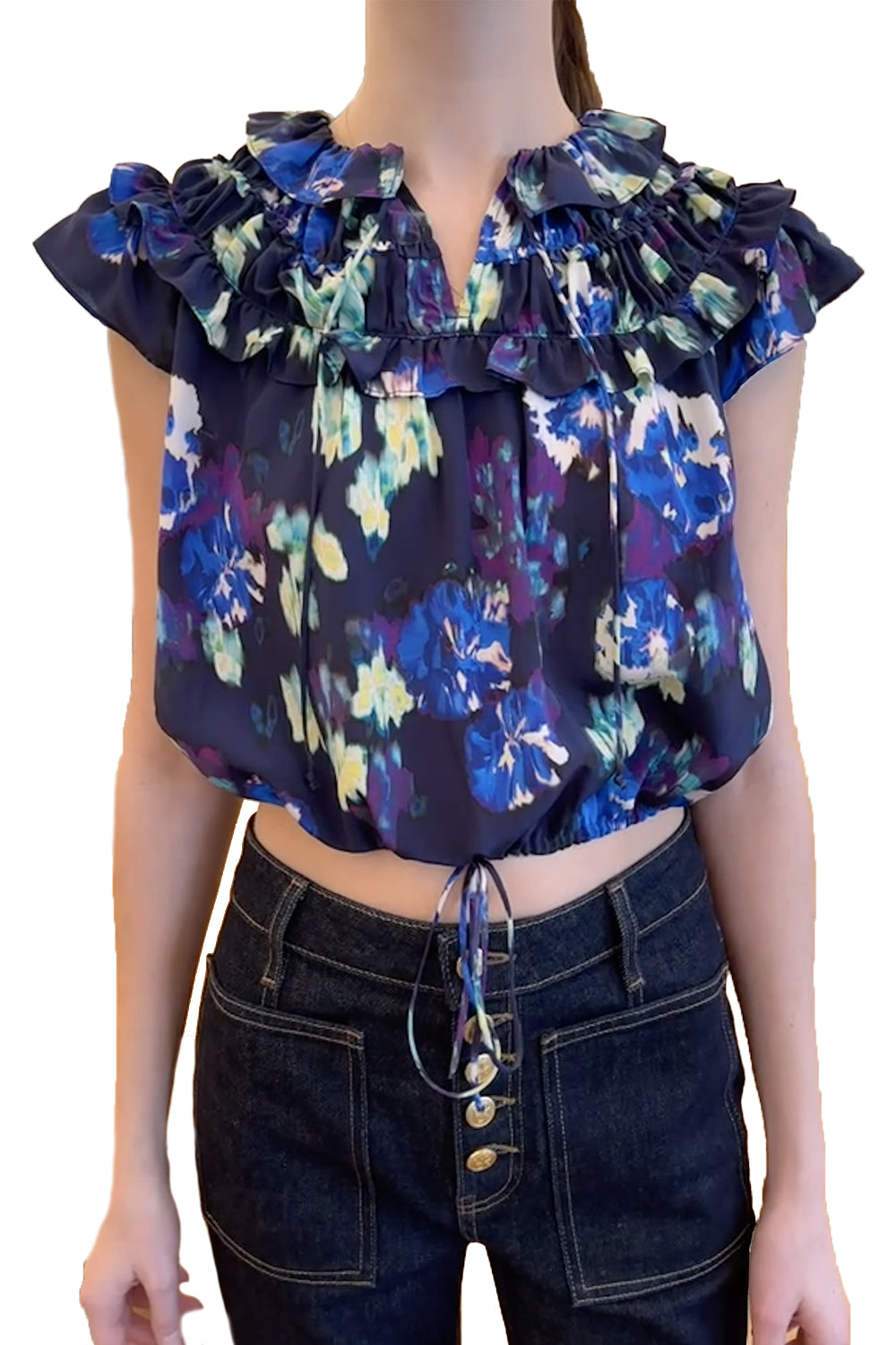 Eleonore Silk Top in Evening Bloom