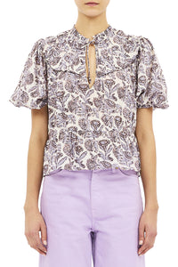 Elvie Short Sleeve Cotton Top in Meadow