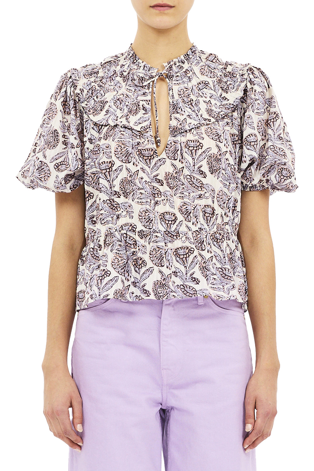 Elvie Short Sleeve Cotton Top in Meadow