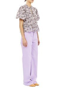 Elvie Short Sleeve Cotton Top in Meadow