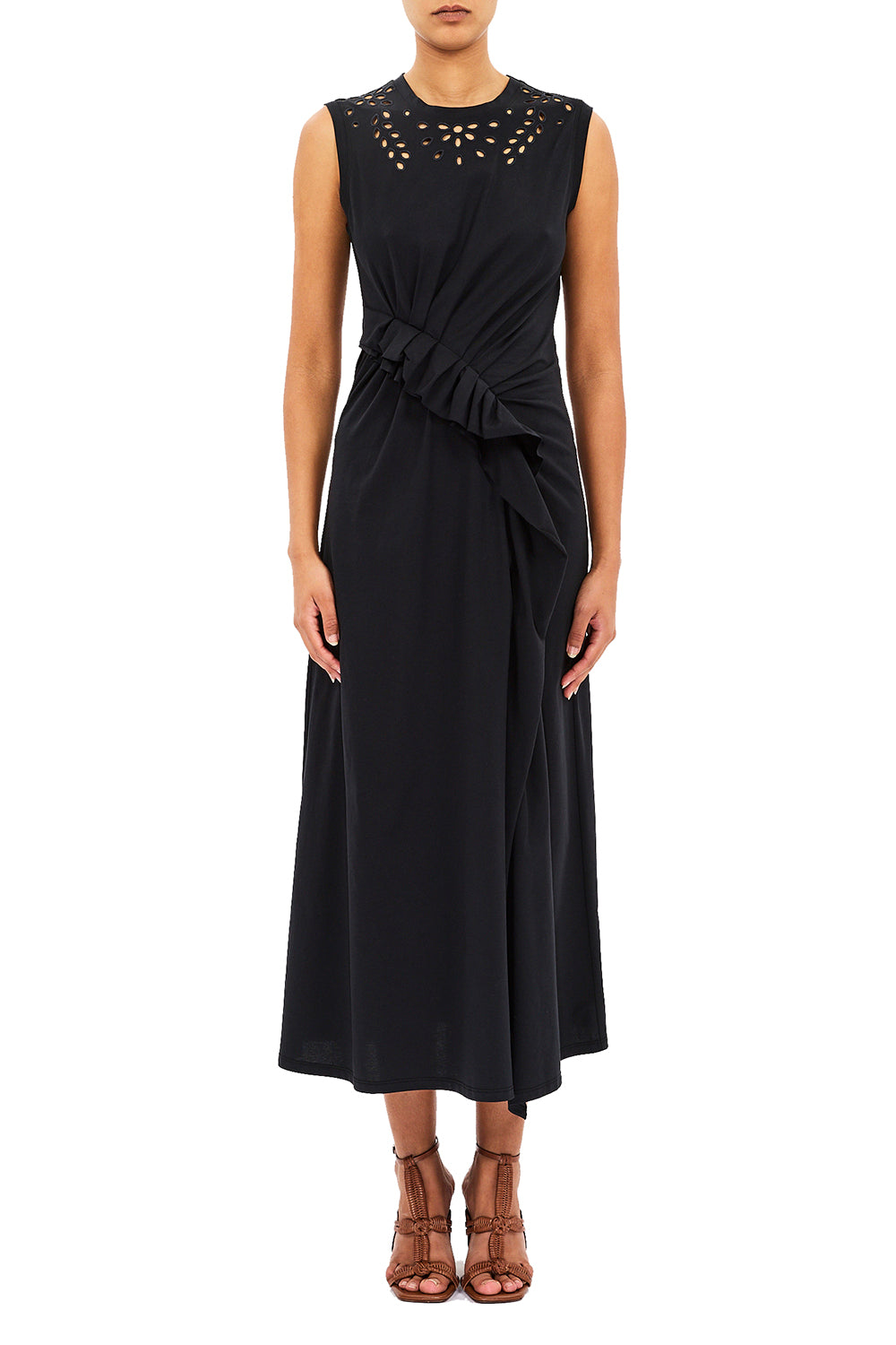 Jeune Ruffled Dress in Noir