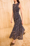 Kiana Sleeveless Midi Dress in Noir
