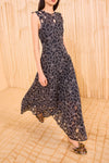Kiana Sleeveless Midi Dress in Noir