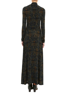 Koa Jersey Ruched Front Turtleneck Dress in Desert Jasper