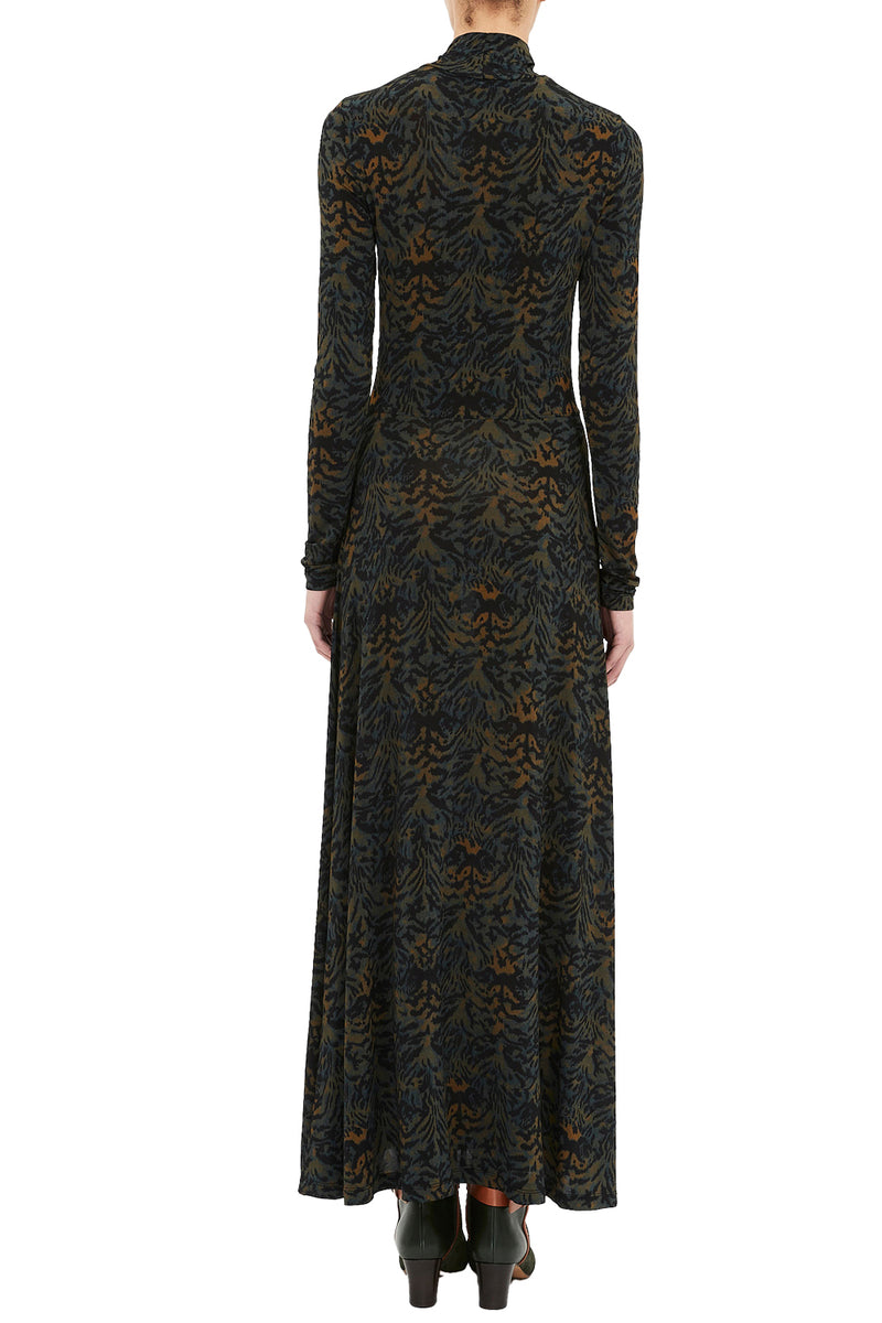 Koa Jersey Ruched Front Turtleneck Dress in Desert Jasper