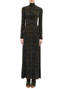 Koa Jersey Ruched Front Turtleneck Dress in Desert Jasper