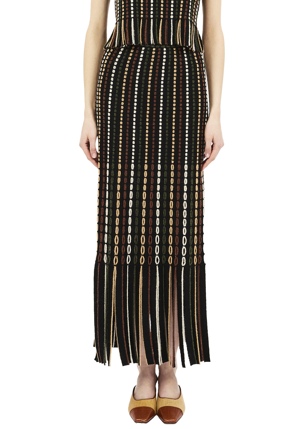 Ineze Fringe Knit Skirt in Noctis