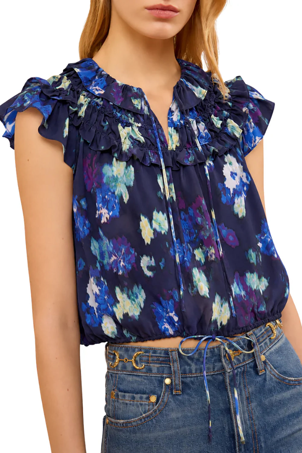 Eleonore Silk Top in Evening Bloom