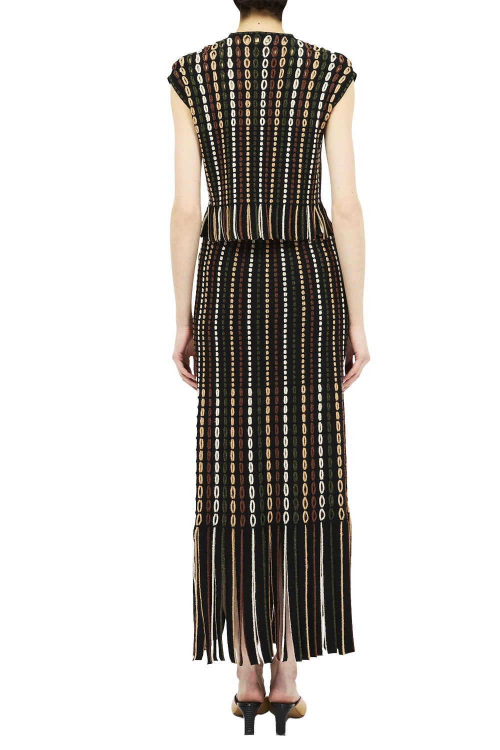 Ineze Fringe Knit Skirt in Noctis